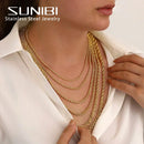 SUNIBI 2/3/4/5MM Rope Chain Necklace Stainless Steel Never Fade Waterproof Choker Men Women Jewelry Gold Color Chains Gif