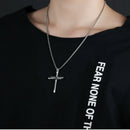 Swart Vlekvrye Staal Ketting vir Mans Juweliersware Spyker Kruis Hanger Ketting Ketting Christelike Kerk Doop Geskenk vir Mans Vroue