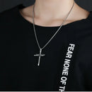 Swart Vlekvrye Staal Ketting vir Mans Juweliersware Spyker Kruis Hanger Ketting Ketting Christelike Kerk Doop Geskenk vir Mans Vroue