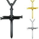 Swart Vlekvrye Staal Ketting vir Mans Juweliersware Spyker Kruis Hanger Ketting Ketting Christelike Kerk Doop Geskenk vir Mans Vroue