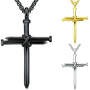 Swart Vlekvrye Staal Ketting vir Mans Juweliersware Spyker Kruis Hanger Ketting Ketting Christelike Kerk Doop Geskenk vir Mans Vroue