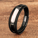 Tiger Eye Natuursteen Bedelarmband Meerlaagse Gevlegte Leertou Mansarmband Armbande Vlekvrye Staal Juweliersware-bykomstigheid