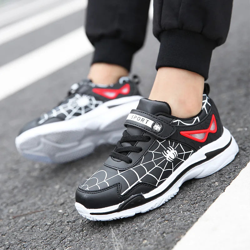 Novo estilo crianças sapatos meninos dos desenhos animados aranha sapatos esportivos estudante casual leve tênis de corrida crianças antiderrapante