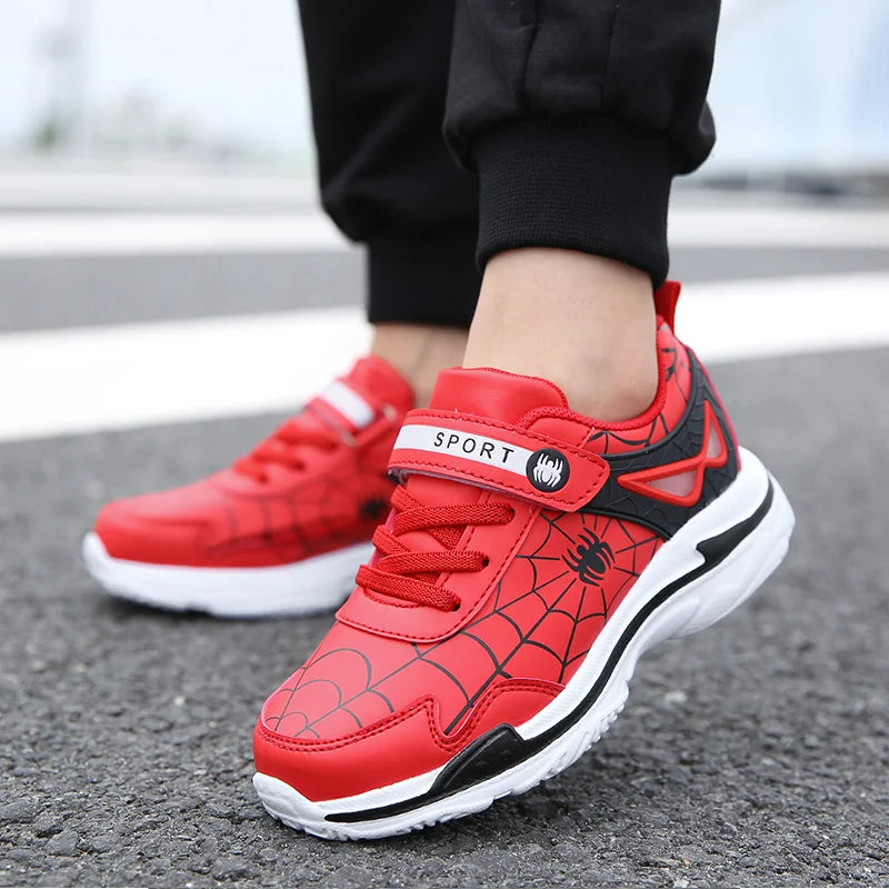 Novo estilo crianças sapatos meninos dos desenhos animados aranha sapatos esportivos estudante casual leve tênis de corrida crianças antiderrapante