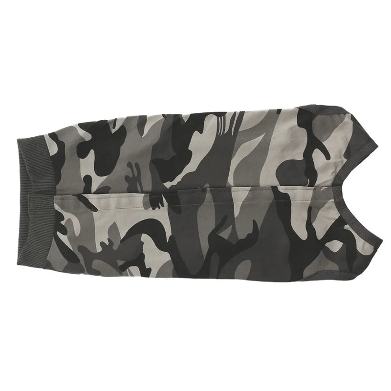 Roupas para animais de estimação macacão para cães pijamas alta elástica tiras camufladas colete envoltório barriga roupa cirúrgica agasalho para menina menino roupas