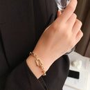 Nova pulseira de corrente de metal da Coreia do Sul, elegante, fashion, simples, geométrica, pulseira feminina, joias