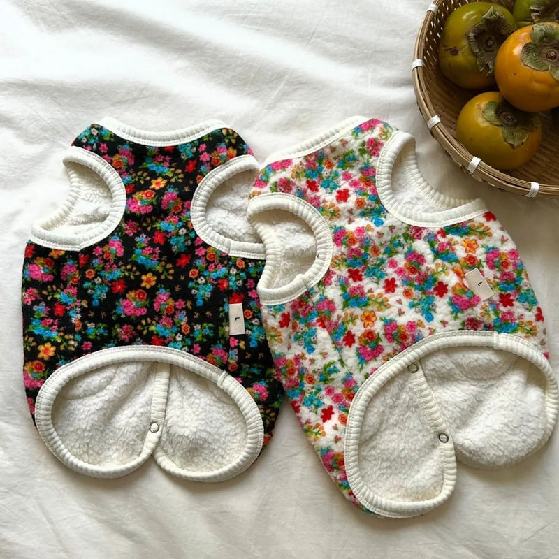 Algodão roupas para cães de estimação pet clássico gasto flor casaco bichon roupas de inverno teddy colete quente bonito filhote de cachorro roupas cães pequenos