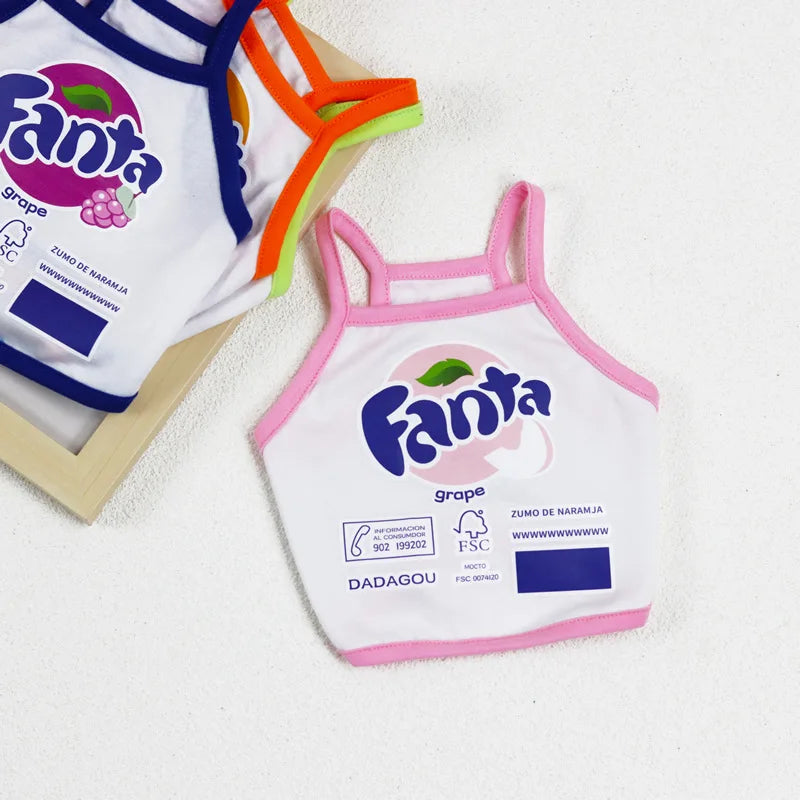 Nova roupa para animais de estimação roupas para cães finos soda curta camisola do cão ketong uva limão laranja impressão roupas para animais de estimação gato filhote de cachorro