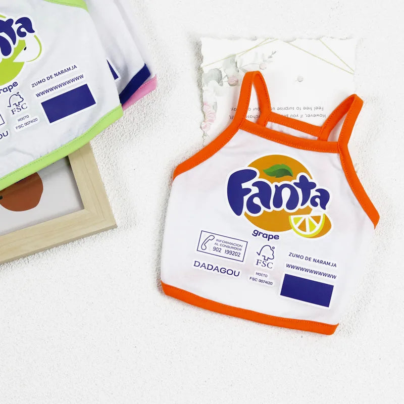Nova roupa para animais de estimação roupas para cães finos soda curta camisola do cão ketong uva limão laranja impressão roupas para animais de estimação gato filhote de cachorro