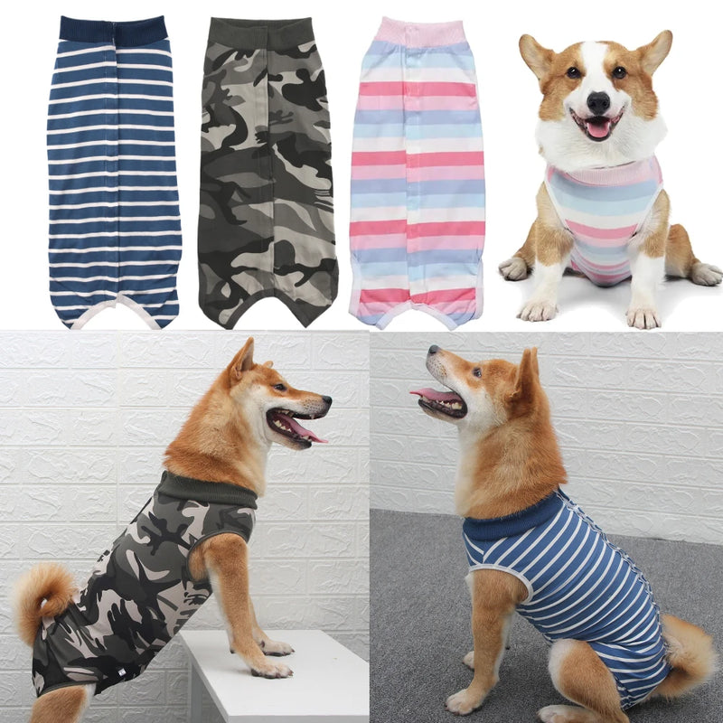 Roupas para animais de estimação macacão para cães pijamas alta elástica tiras camufladas colete envoltório barriga roupa cirúrgica agasalho para menina menino roupas