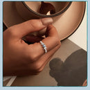 Anel de coração de lua banhado a ouro branco BAMOER, anéis de moda vintage de prata esterlina 925 para mulheres e meninas BSR534