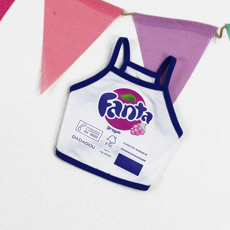 Nova roupa para animais de estimação roupas para cães finos soda curta camisola do cão ketong uva limão laranja impressão roupas para animais de estimação gato filhote de cachorro