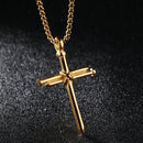 Swart Vlekvrye Staal Ketting vir Mans Juweliersware Spyker Kruis Hanger Ketting Ketting Christelike Kerk Doop Geskenk vir Mans Vroue