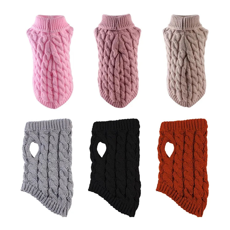 Novo Pet Pequeno Pet Dog Roupas Camisola Moda Outono Inverno Sólidos Fried Dough Twists Tricô Quente Conforto Vestuário
