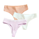 3 peças sem costura senhoras nervuradas algodão tanga simples feminino cintura baixa biquíni briefs esportes meninas roupa interior tamanho M-XXL