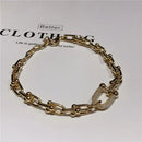 Nova pulseira de corrente de metal da Coreia do Sul, elegante, fashion, simples, geométrica, pulseira feminina, joias