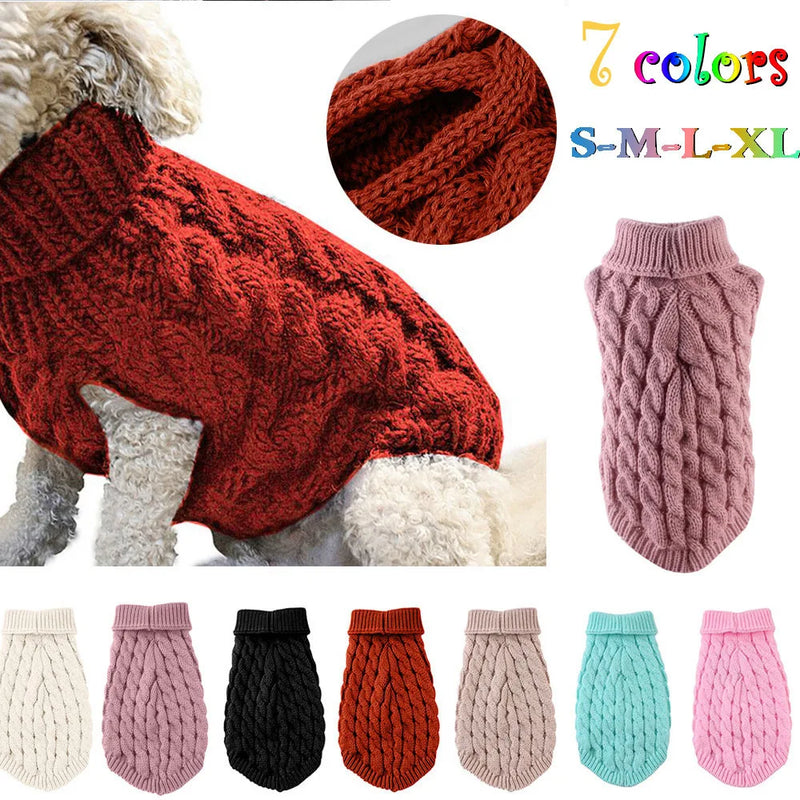 Novo Pet Pequeno Pet Dog Roupas Camisola Moda Outono Inverno Sólidos Fried Dough Twists Tricô Quente Conforto Vestuário