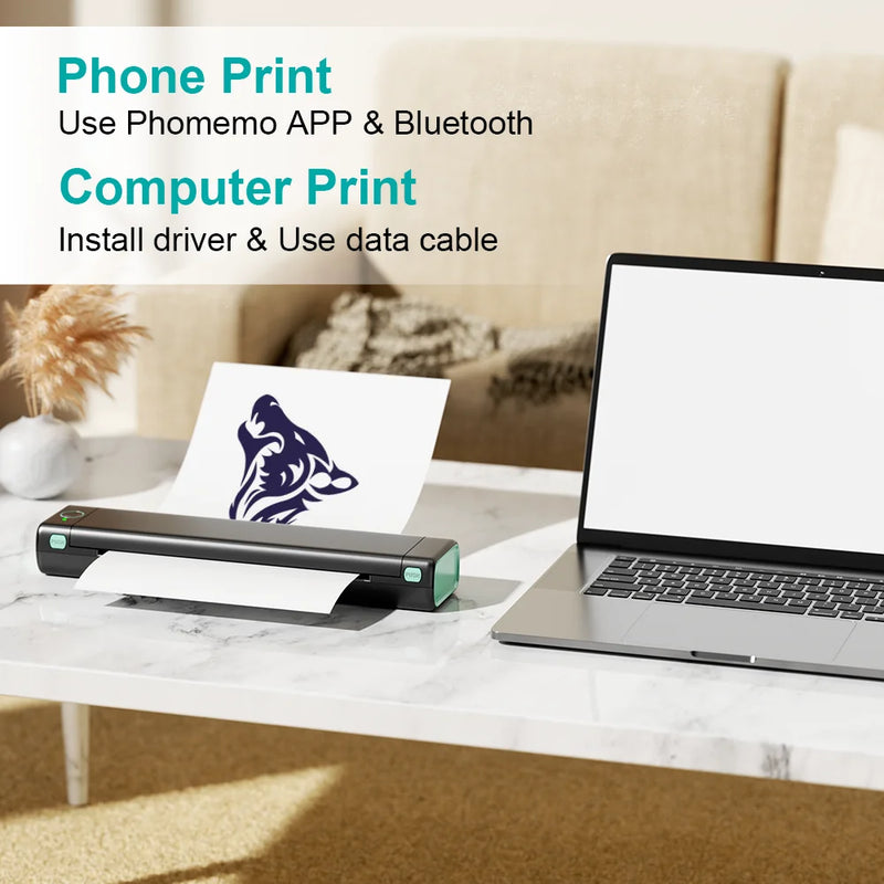 Impressora térmica A4 M08F Transferência de tatuagem sem fio Bluetooth USB Máquina de impressão móvel Texto Documento PDF Design Impressão de tatuagem