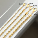 SUNIBI 2/3/4/5MM Rope Chain Necklace Stainless Steel Never Fade Waterproof Choker Men Women Jewelry Gold Color Chains Gif