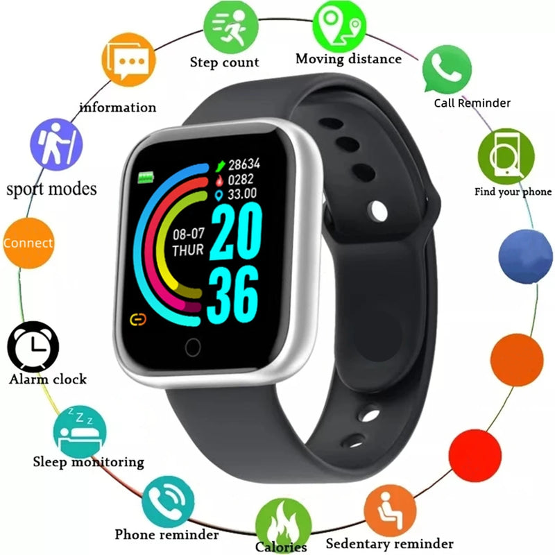 Relógio inteligente 116plus d13 y68 esporte pulseira correndo monitor de fitness pista freqüência cardíaca mensagem lembrar homem smartwatch mulher relógio