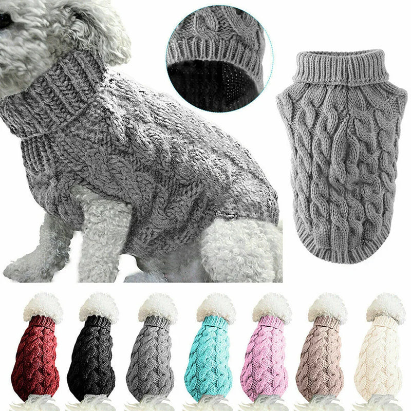 Novo Pet Pequeno Pet Dog Roupas Camisola Moda Outono Inverno Sólidos Fried Dough Twists Tricô Quente Conforto Vestuário