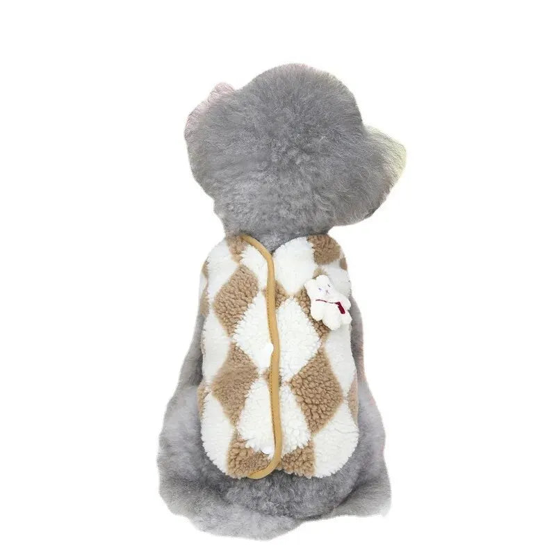 1pc roupas para cães de estimação macio quente velo cães macacões xadrez roupas para animais de estimação para cães pequenos filhote de cachorro gatos traje casacos