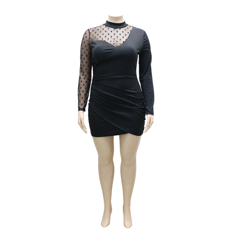 Vestido plus size feminino com decote redondo e manga comprida, bolsa adelgaçante para emagrecer o bumbum