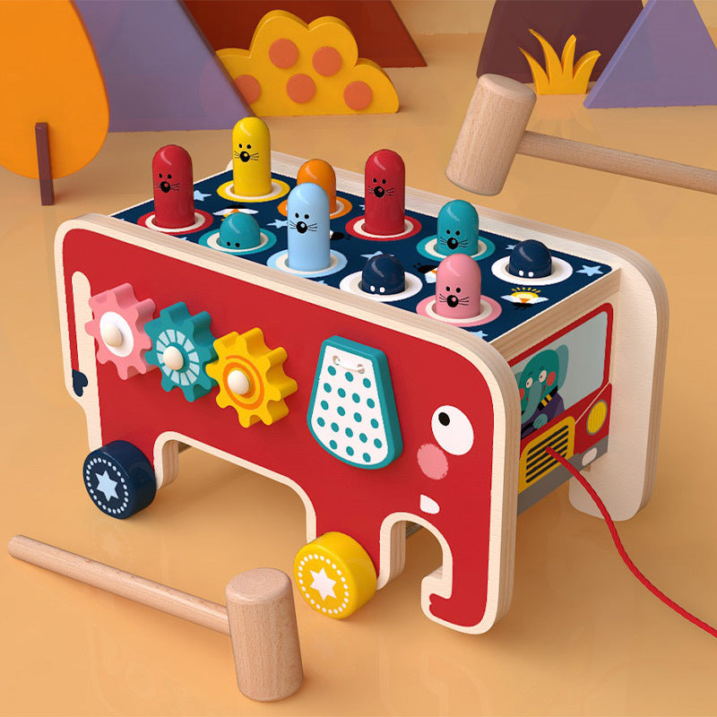 Banco de madeira Montessori para crianças, brinquedo educativo infantil, brinquedo de ônibus com animais, presente para crianças, instrumento musical