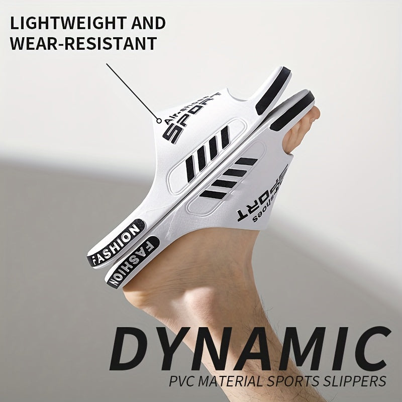 Chinelos masculinos casuais de PVC para o verão - antiderrapantes, sola resistente ao desgaste, sandálias confortáveis para uso interno e externo, calçados para atividades ao ar livre | Sapatos casuais de PVC | Sandálias com cabedal de PVC