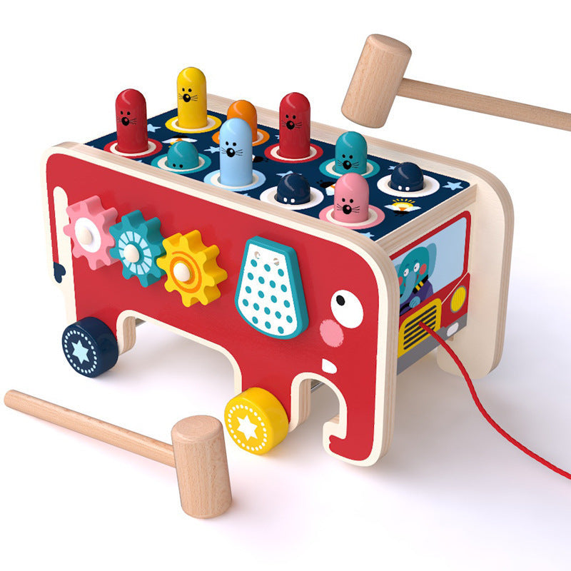 Banco de madeira Montessori para crianças, brinquedo educativo infantil, brinquedo de ônibus com animais, presente para crianças, instrumento musical