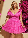 Vestido plus size feminino com alças finas e babados, sem mangas, cintura fina e emagrecedora