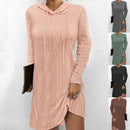 Vestido de malha com capuz e manga comprida para mulheres