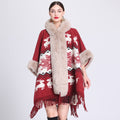 Xadrez solto com gola de pele de cashmere e malha Inverness