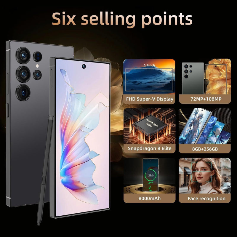 Celular S25 Ultra 5G desbloqueado, smartphone com caneta ótica, Android 15.0
