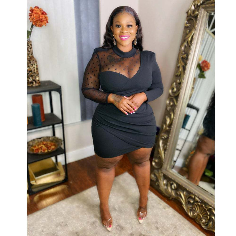 Vestido plus size feminino com decote redondo e manga comprida, bolsa adelgaçante para emagrecer o bumbum