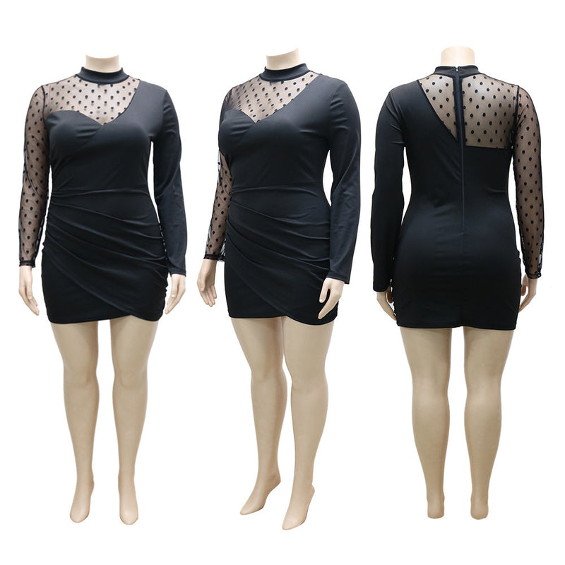 Vestido plus size feminino com decote redondo e manga comprida, bolsa adelgaçante para emagrecer o bumbum